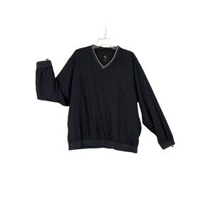 Trump Golf Pullover Windbreaker Jacket XL Black V-Neck Lightweight Lined Black